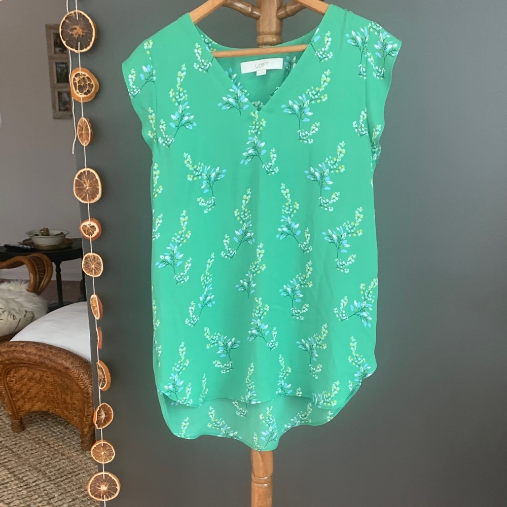LOFT Green Floral Blouse